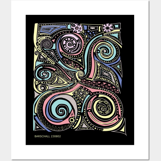 Swirls Dots Triangles Wall Art by Barschall